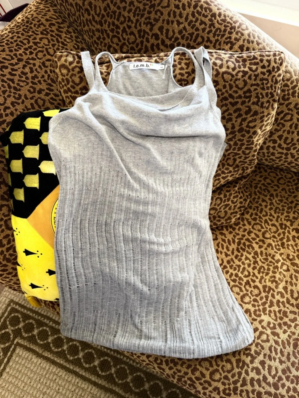 L.A.M.B Gray “Double” Sleeveless Cotton/Cashmere Top in Large - Picture 3 of 11